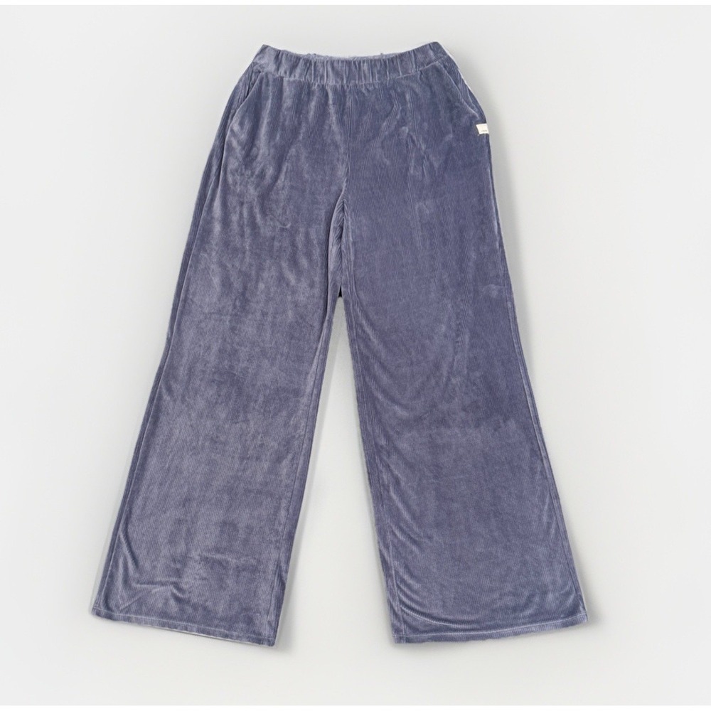 Vuori Haven Wide Leg Pants Women's Size M Blue Azure Soft Ribbed Plush Lounge